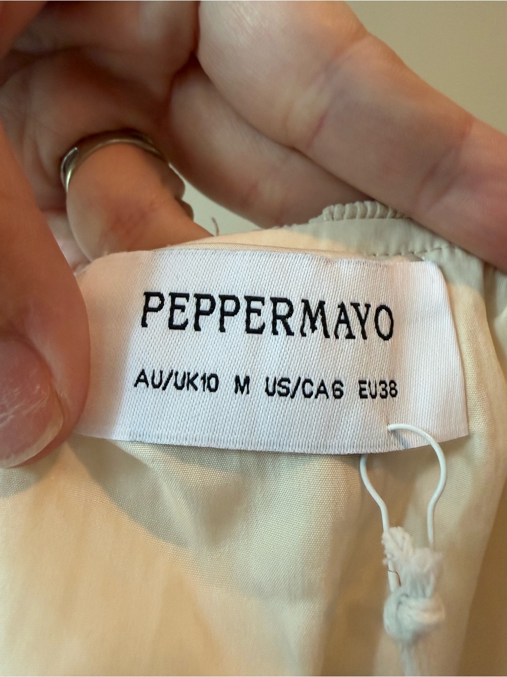 Peppermayo Gemma Mini Skirt Ivory Pleated Tie Waist Sz M NWT - Picture 3 of 4